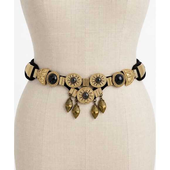 Unbranded Accessories - Boho Statement Belt Gold Metallic Concho Medallion Festival One Size Acorn Charm